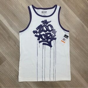 Zoo York White Tank Top with Purple Graffiti Men’s Small
